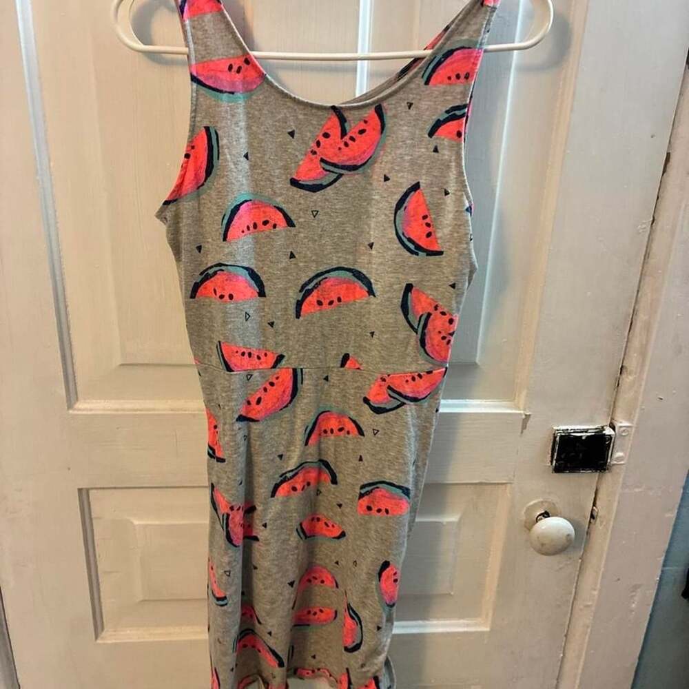 SO Watermelon Print Skater Dress Size 16 Gray